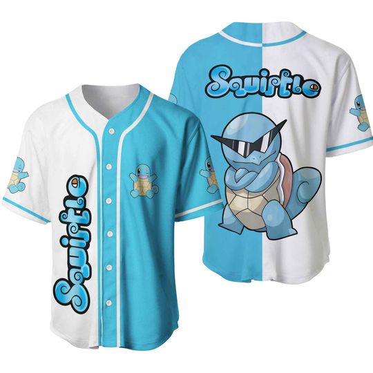 Discover Squirtle Baseball Jersey Shirt Water Japanese Anime Jersey Gift