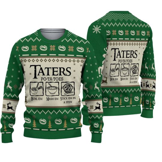 Discover Taters Potatoes Ugly Sweater, LOTR Ugly Christmas Sweater