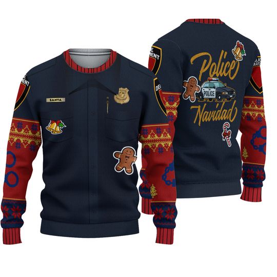 Discover Ugly Christmas Sweater, Police Navidad
