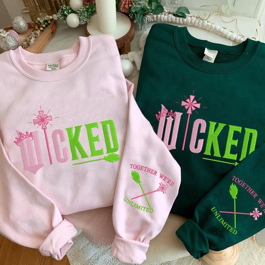 Discover Wicked Embroidery Sweatshirt, Together we're shirt, Elphaba Glinda Embroidered Sweatshirt