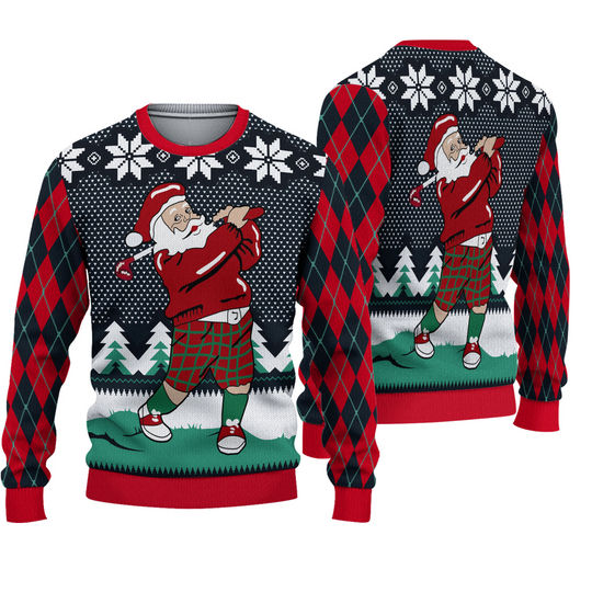 Discover Santa Love Golf Ugly Christmas Sweater, Golf Christmas