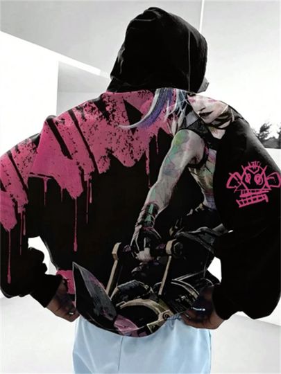 Discover Anime Arcane League Jinx Hoodies 3D Printing Men/Women Cartoon Hoodie - JX10