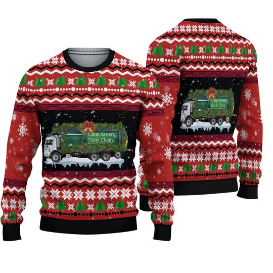 Discover Waste Management Christmas Aop Ugly Sweater, Waste Management Sweater