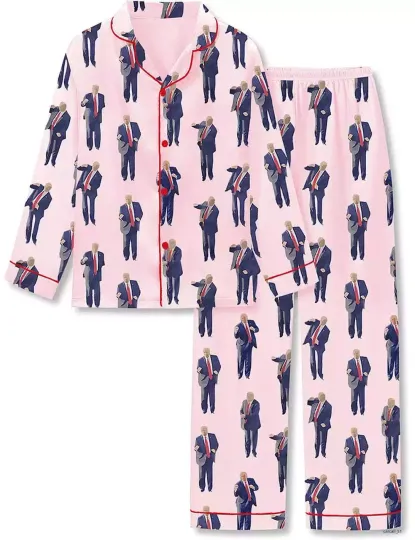 Discover Trump 2024 America Long Sleeve Pajama,  America Sleep Pajama Set, Women's Pajama
