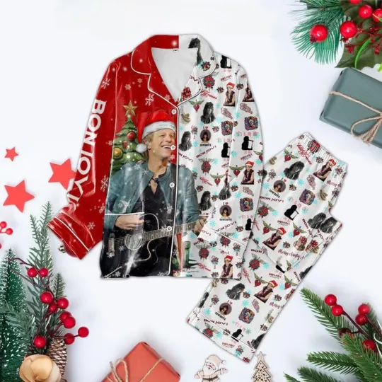 Discover Bon Jovi Cowboys Christmas Polyester Pajamas Set