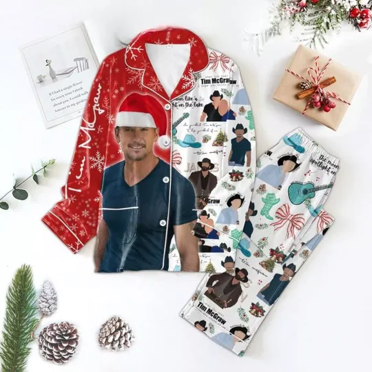 Discover Tim McGraw I Hope You Think Of Me Merry Christmas Polyester Pajamas Set