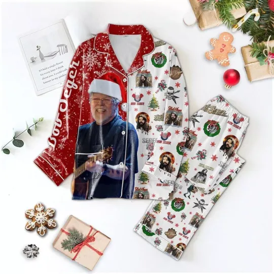Discover Bob Seger Rock And Roll Never Forget Christmas Polyester Pajamas Set