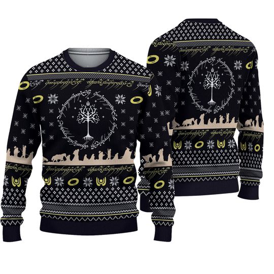 Discover Lord Of The Rings Elvish Circle Ugly Christmas Sweater 3D
