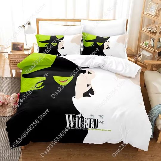 Discover 2024 Wicked Bedding Set Adult Kid Bedroom Duvetcover Sets 3D Print Anime Bed Sheet Set