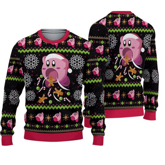 Discover Cute Pink Hungry Kirby's Dream Land Ugly Christmas Sweater