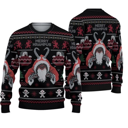 Discover Merry Krampus Xmas Ugly Sweater, Krampus Christmas Ugly Sweater All Over Print