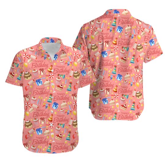 Discover Pink Happy Birthday Hawaiian Shirt