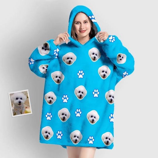 Discover Personalized Oversized Hoodie Blanket with Pet Photo
