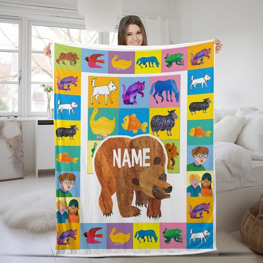 Discover Brown Bear Blanket, Brown Bear What Do You See Decor, Brown Bear Gift Custom Blanket