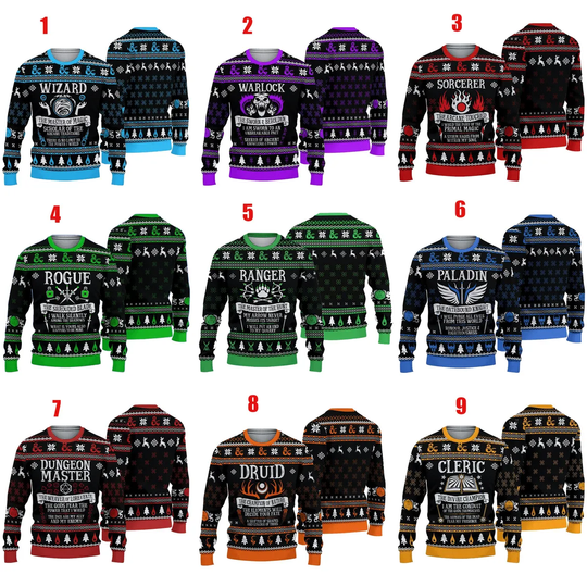 Discover DnD Classes Collection Christmas Ugly Sweater