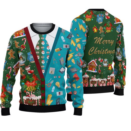 Discover Electrician Christmas Ugly Sweater, Electrician Xmas Holiday