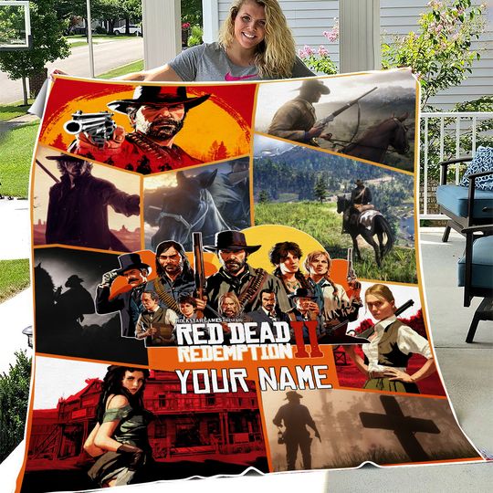 Discover Personalized Red Dead Redemption 2 Fleece Plush Fleece Blanket