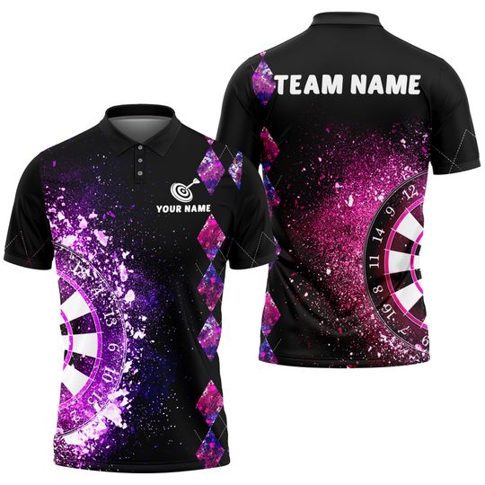 Discover Custom Name Team Name Colorful Darts Art Darts Polo Shirt