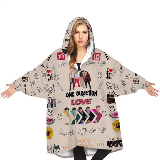 Discover One Direction Fleece Blanket Hoodie, One Direction Printed Blanket Hoodie Yellow