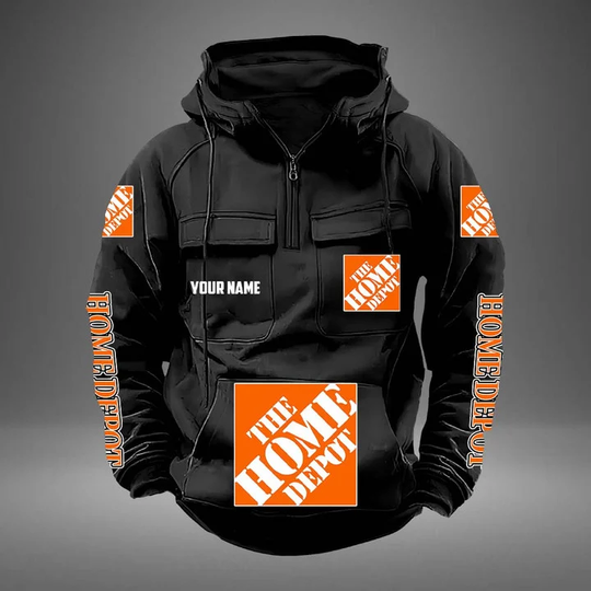 Discover Custom Home Depot Quarter Zip Hoodies Tactical Hooded Sweatshirts with Pockets