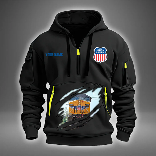 Discover Personalized Name Union Pacific Railroad 2D Quarter Zip Hoodie