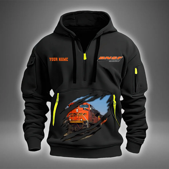 Discover Personalized Name BNSF Railway 2D Quarter Zip Hoodie