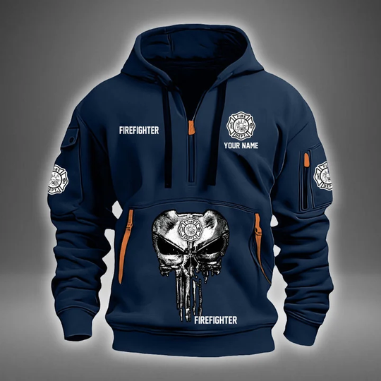 Discover Firefighter Mens Quarter Zip Hoodies Pullover Tactical Hooded Sweatshirt XTQ903