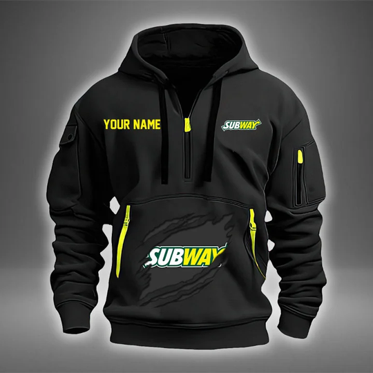 Discover Subway Quarter Zip Hoodies Pullover Tactical Hooded Sweatshirt
