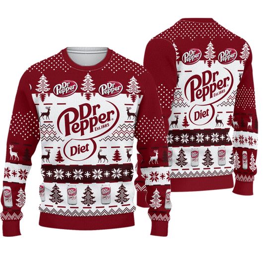 Discover Dr Pepper Diet Ugly Christmas Sweater, Dr Pepper Christmas Sweater, Drinking Sweater