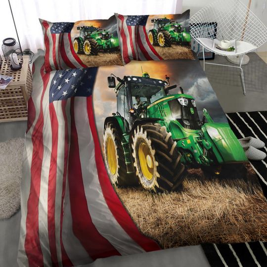 Discover Beautiful American Tractor 3D Bedding Set