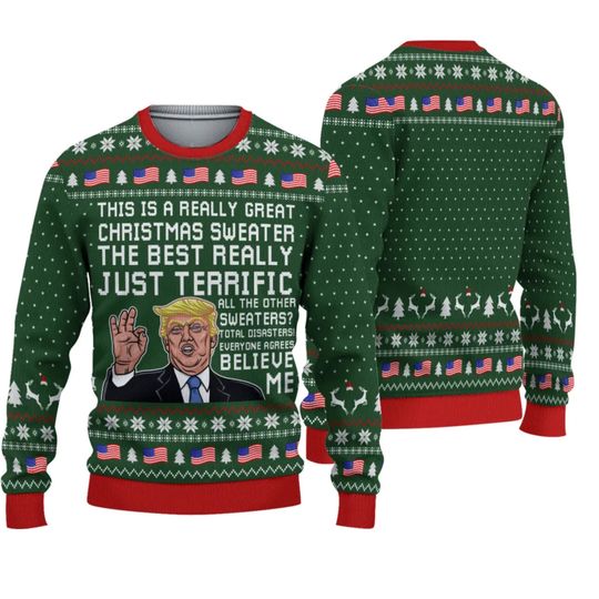 Discover Humorous Trump Ugly Christmas Sweater, Trump This is The Greatest Ugly Sweater
