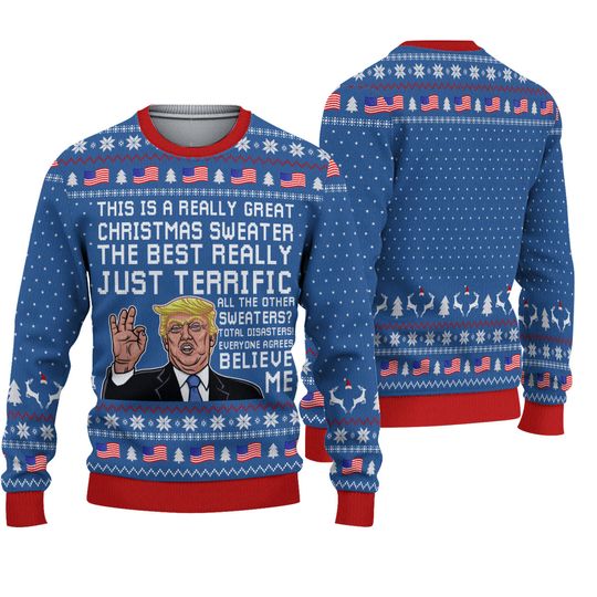 Discover Humorous Trump Ugly Christmas Sweater, Trump This