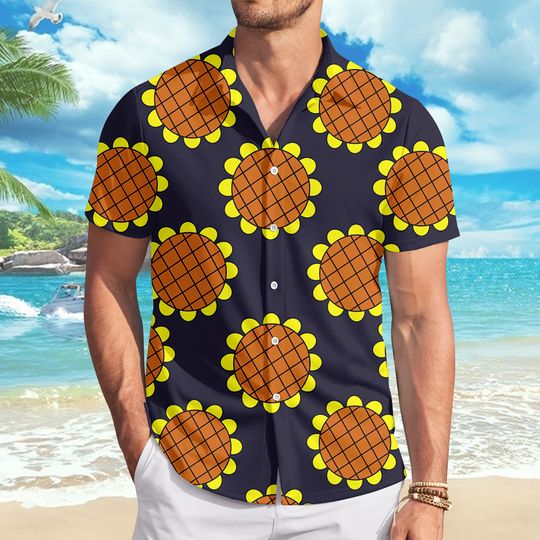Discover Navy Blue Monkey D. Luffy Dressrosa One P-Piece Men’s Short Sleeve Button Up Hawaiian Shirt