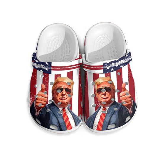 Discover Trump American Flag Clogs | MAGA | American Flag Slippers