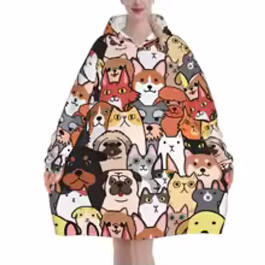 Discover Fun Dog Cat Animals Wearable Blanket Hoodie