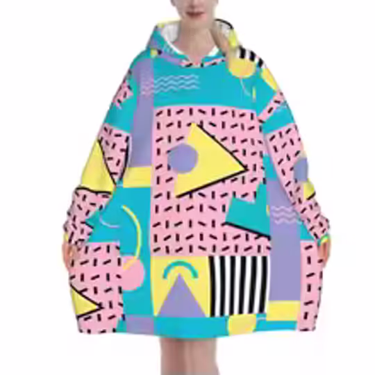 Discover Memphis Design Style Wearable Blanket Hoodie