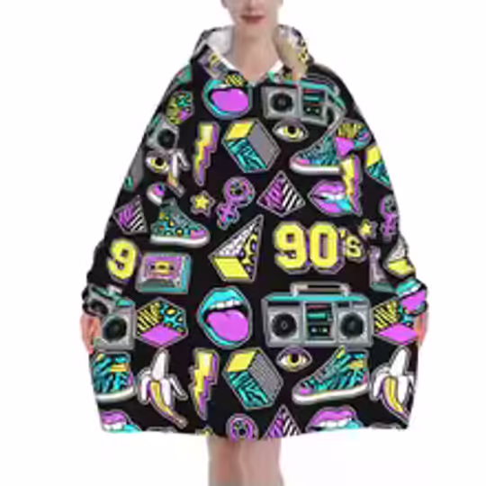 Discover Hippie 90s Lips Banana Blanket Hoodie