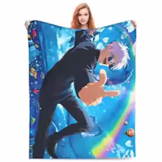 Discover Gojo Satoru Blankets Flannel Summer Air Conditioning Anime Jujutsu Satoru Soft Throw Blanket