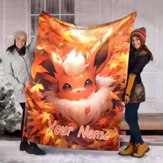 Discover Custom Name Blanket Poket mons Eevee Printing Suitable for Sofa, Bed, Travel, Camping,Sofa,Chair Bed Holiday Gifts