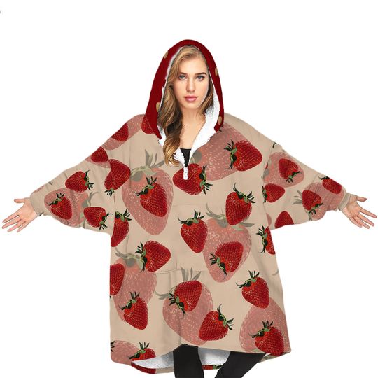 Discover Strawberry Blanket Hoodie, Strawberry Girl Blanket Hoodie
