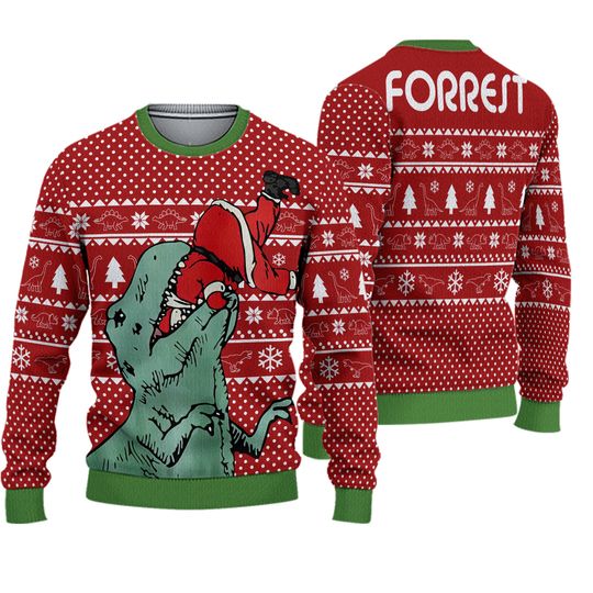 Discover Dinosaur Eat Santa Claus Ugly Christmas Sweater, Funny Dinosaur Xmas Ugly Sweatshirt