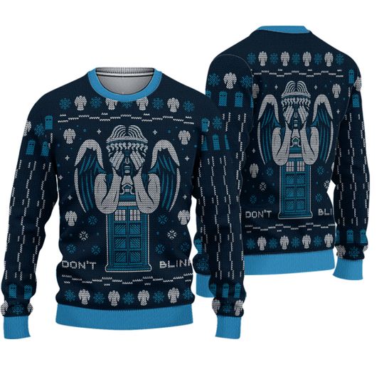 Discover Dont Blink Doctor Who Ugly Sweater, Tardis Police Box Xmas Sweater
