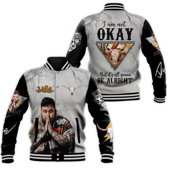 Discover Jelly Roll Christmas Baseball Jacket, I'm Not Ok Jacket Men, Beautifully Broken Tour Shirt