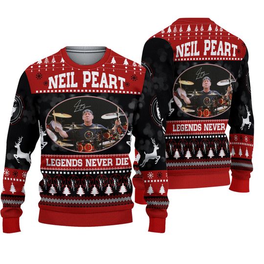 Discover Rush Rock Neil Peart Drummer Legend Never Die Ugly Sweater