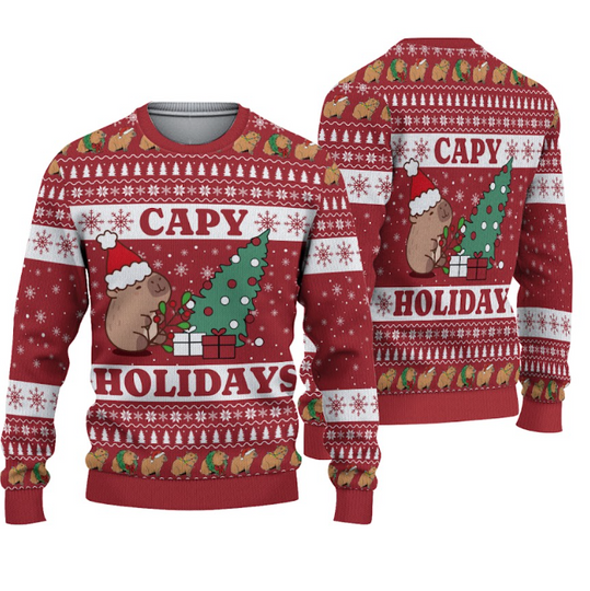 Discover Capybara Christmas Ugly Sweater, Capy Holidays Ugly Sweatshirt, Holiday Gifts