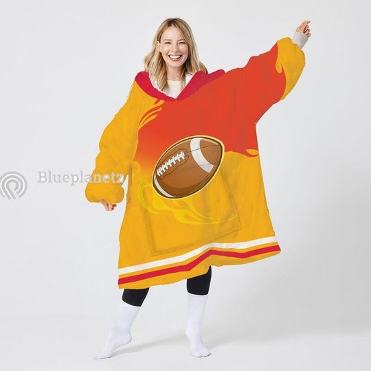 Discover Custom Football Team Hoodies Blanket, Personalized Wearable Hoodies Blanket