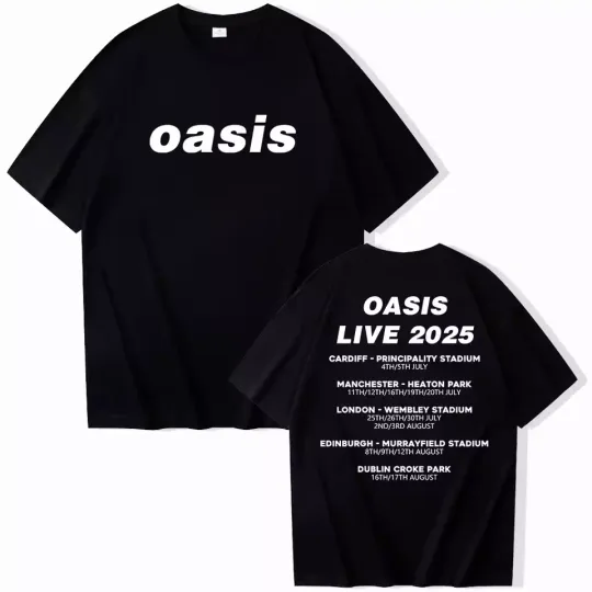 Discover Oasis live 25 tour 2025 T-Shirt For Fans Double Sided