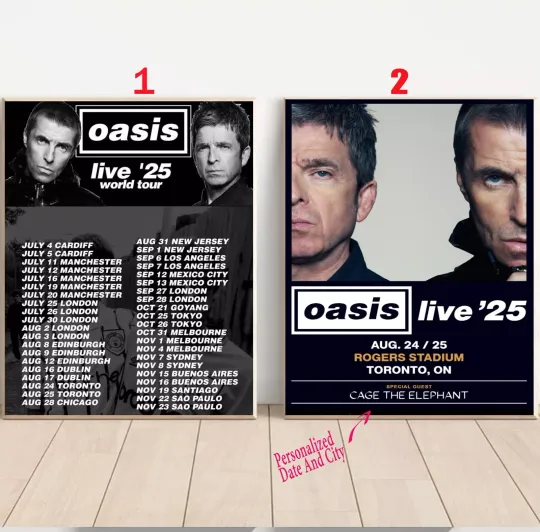 Discover Custom Oasis World Tour 2025 Poster