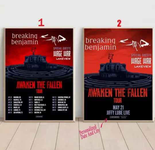 Discover Custom Staind And Breaking Benjamin Awaken The Fallen Tour 2025 Poster