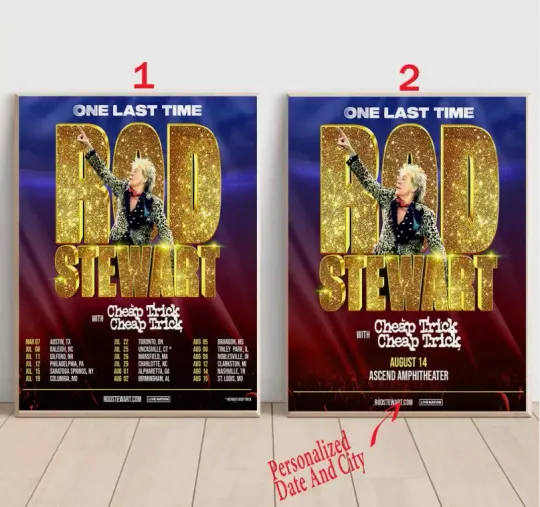 Discover Custom Rod Stewart - One Last Time Tour 2025 Poster
